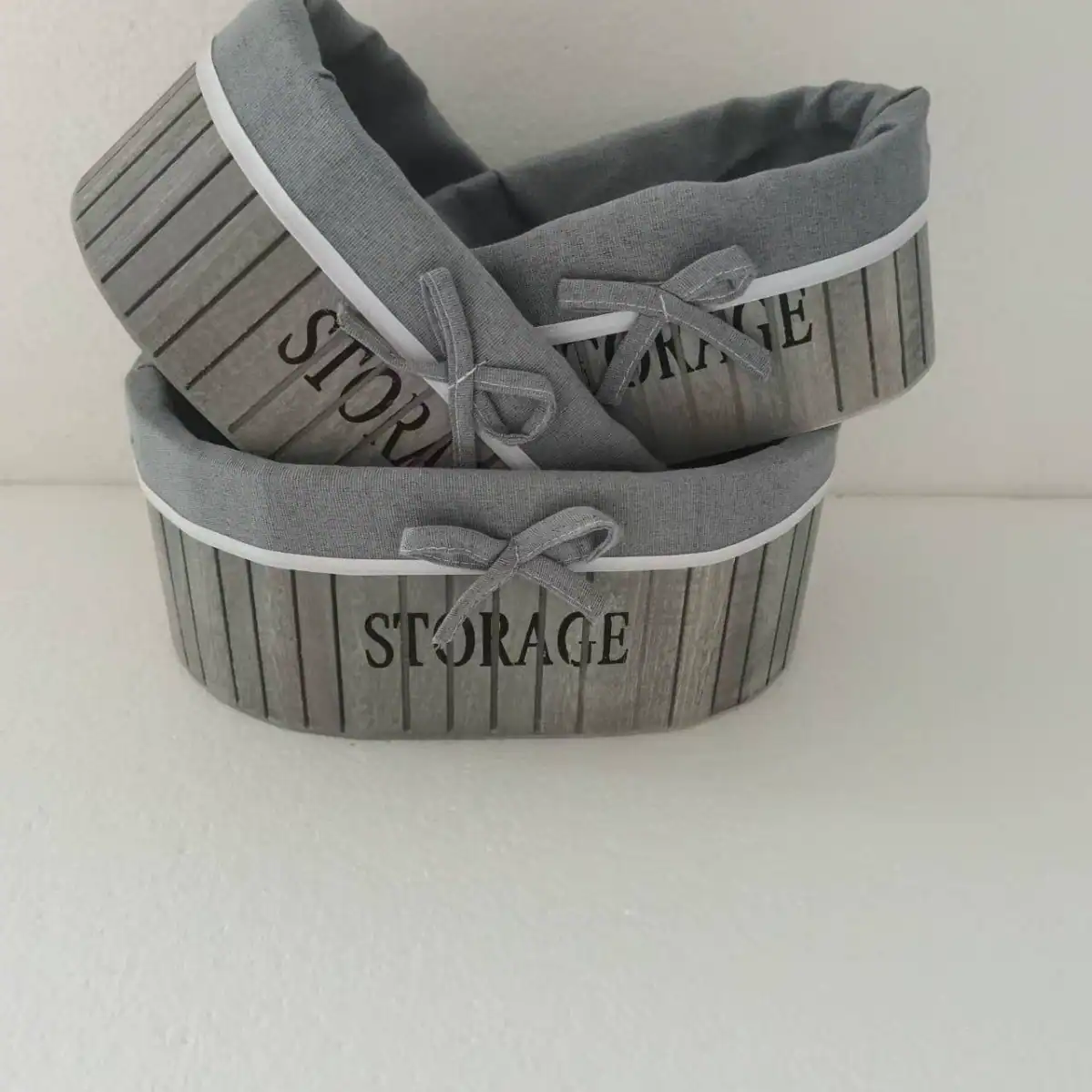 Wooden Storage Baskets Three-Piece Set for Desktop and Home Organization 3