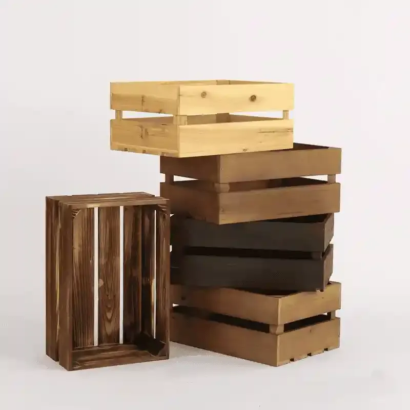 Solid Wood Farmhouse Crates for Storage and Display — Vintage Style 2