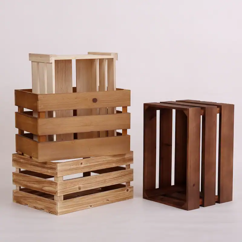 Solid Wood Slat Crates for Storage, Retail Display, and Decorative Use 2