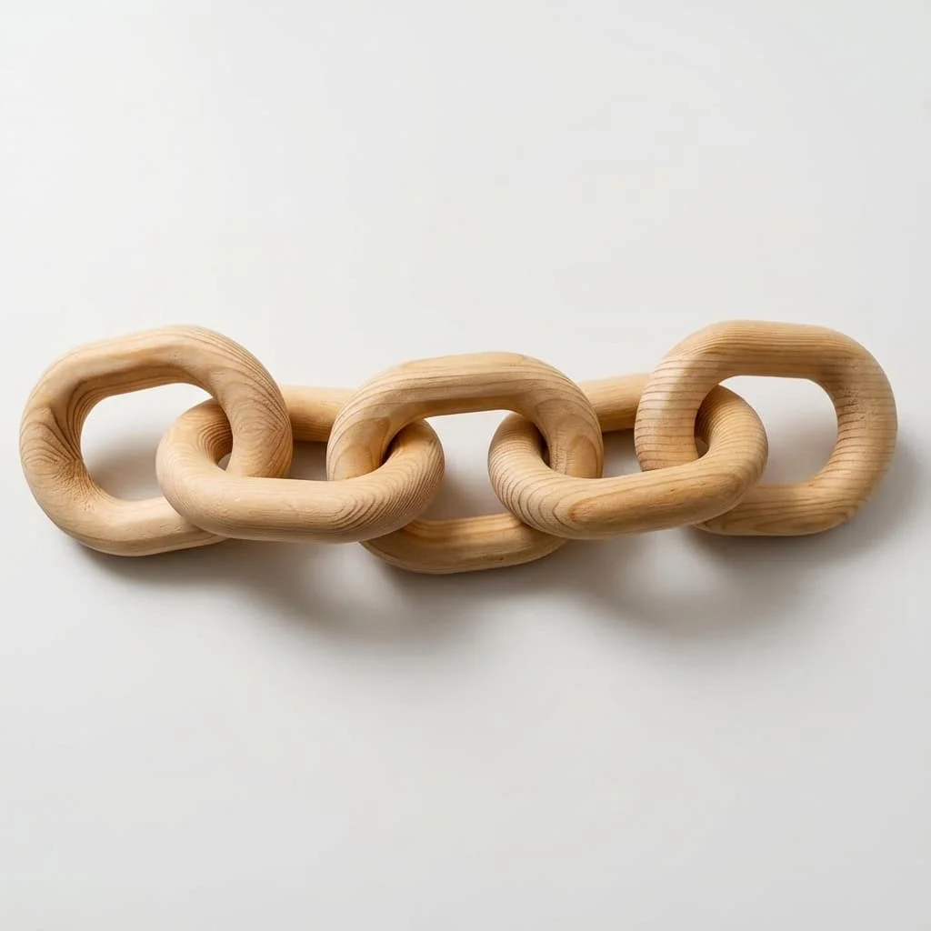 Pine Wood Chain Link Ornament – Five-Ring Decorative Wooden Craft Chain 4