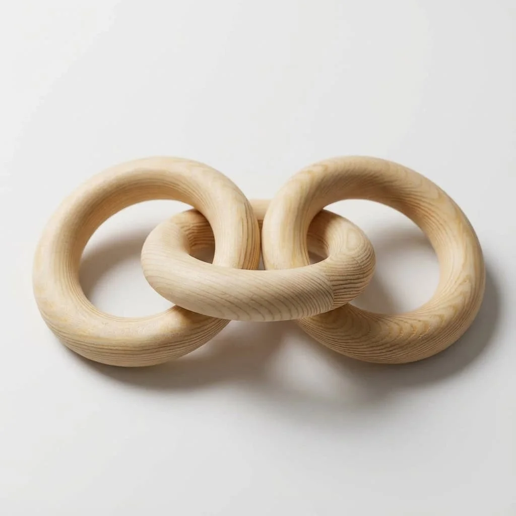 Wabi-Sabi Style Handcrafted Wooden Interlocking Chain Link Decor for Bulk Orders 4