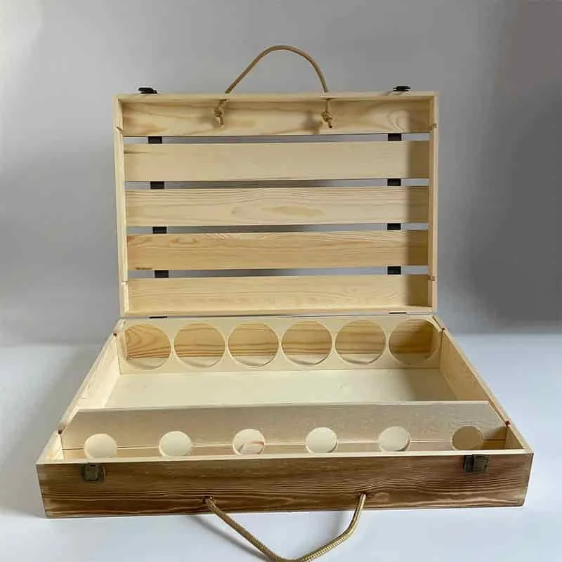 6-Bottle Wooden Wine Crate 2