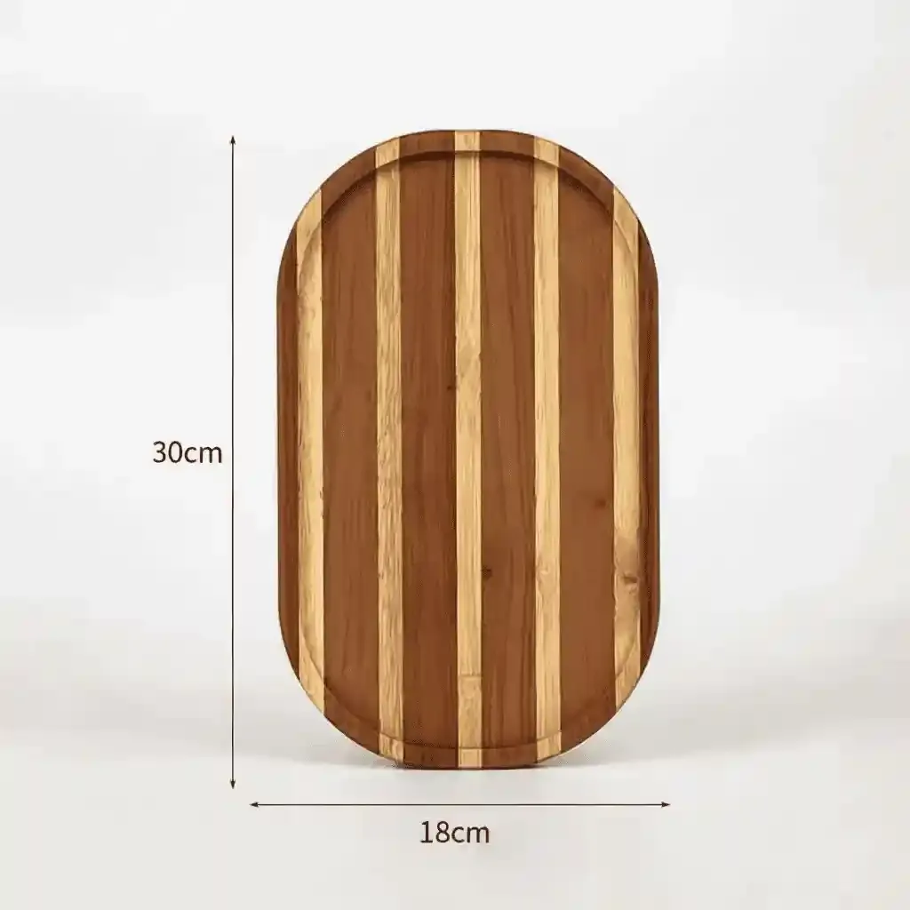 Irregular Striped Wooden Serving Trays for Breakfast, Snacks, Desserts & Fruits 6
