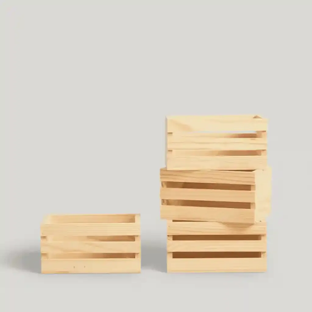 Versatile Pine Wood Storage Bins – Mini Wooden Slatted Crates for Supermarket & Home