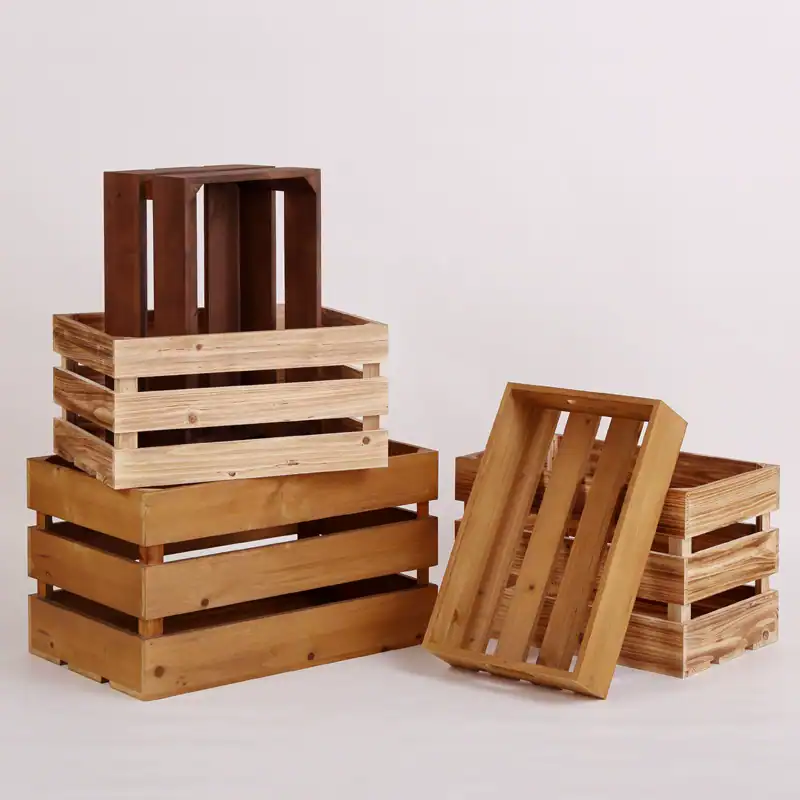 Solid Wood Slat Crates for Storage, Retail Display, and Decorative Use