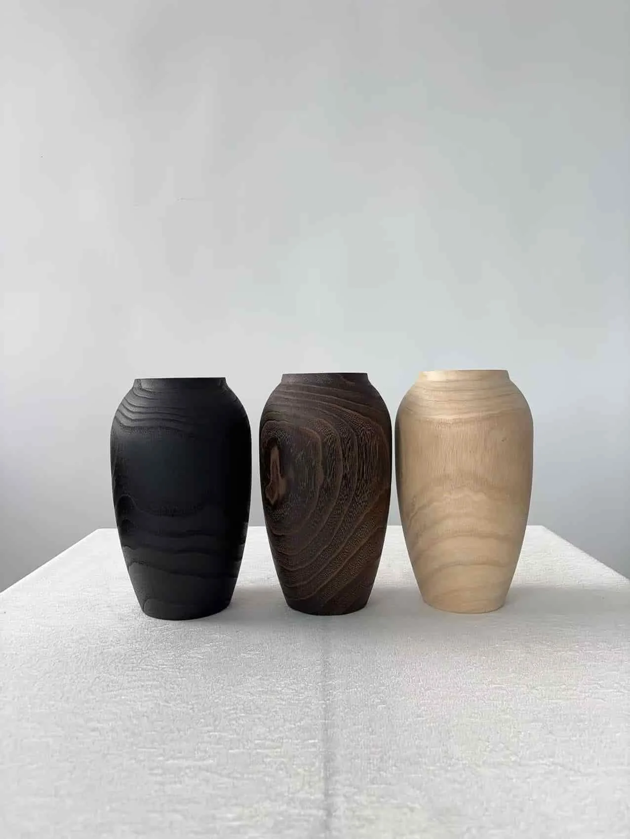 Rustic Wooden Vase Set — Large and Small Handmade Wood Vases 4