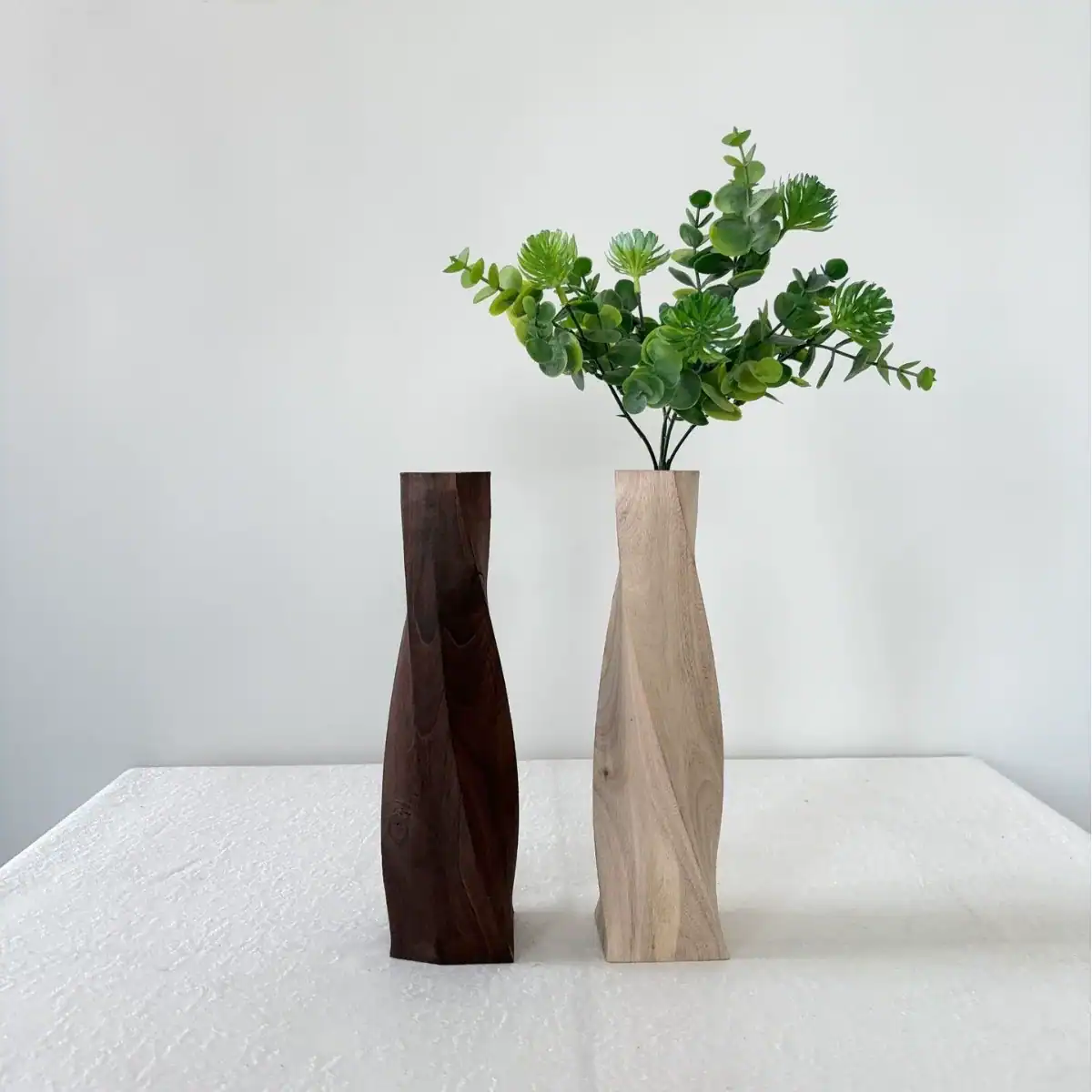 Nordic Modern Twisted Wooden Vase | Creative Home Decor & Ornament