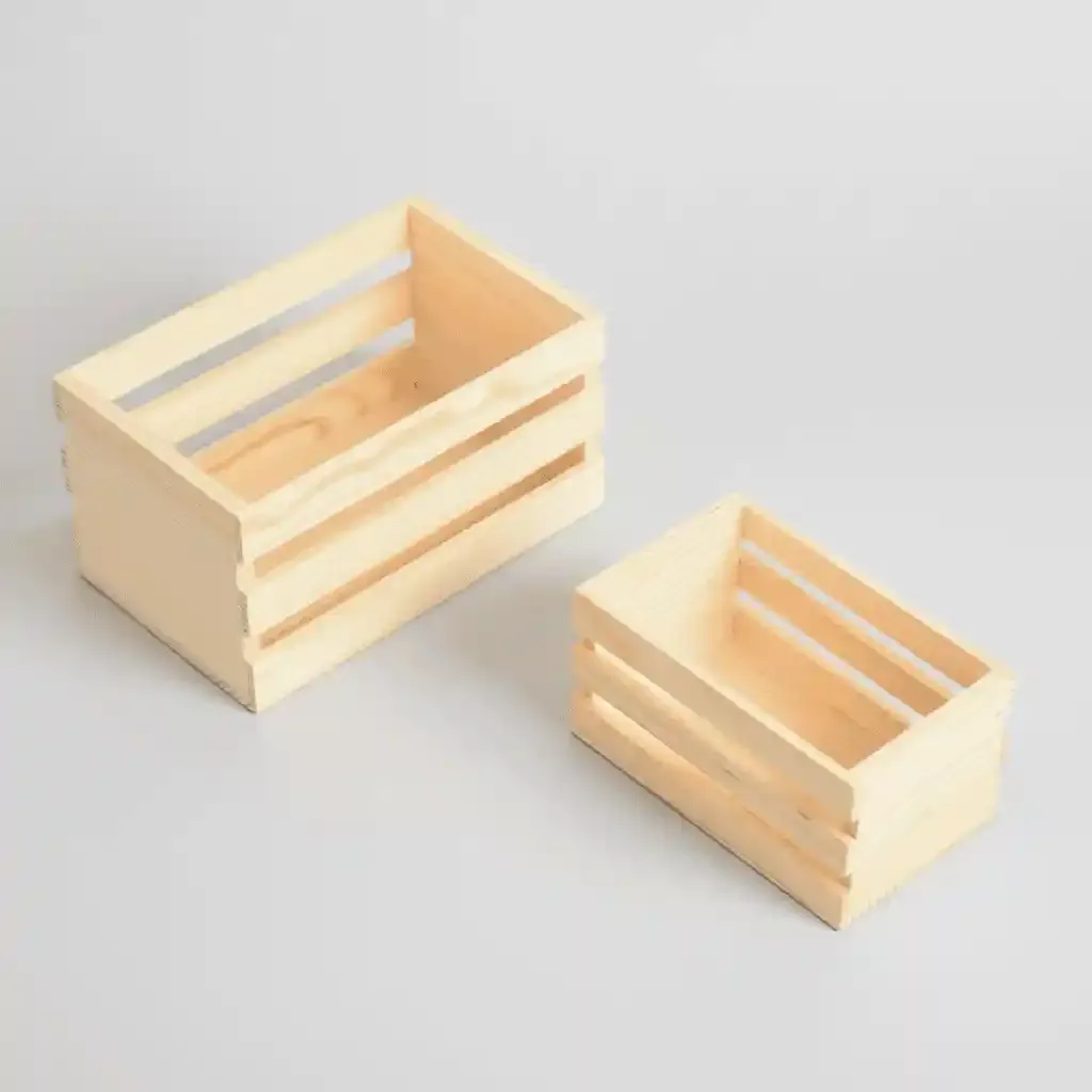 Versatile Pine Wood Storage Bins – Mini Wooden Slatted Crates for Supermarket & Home 3