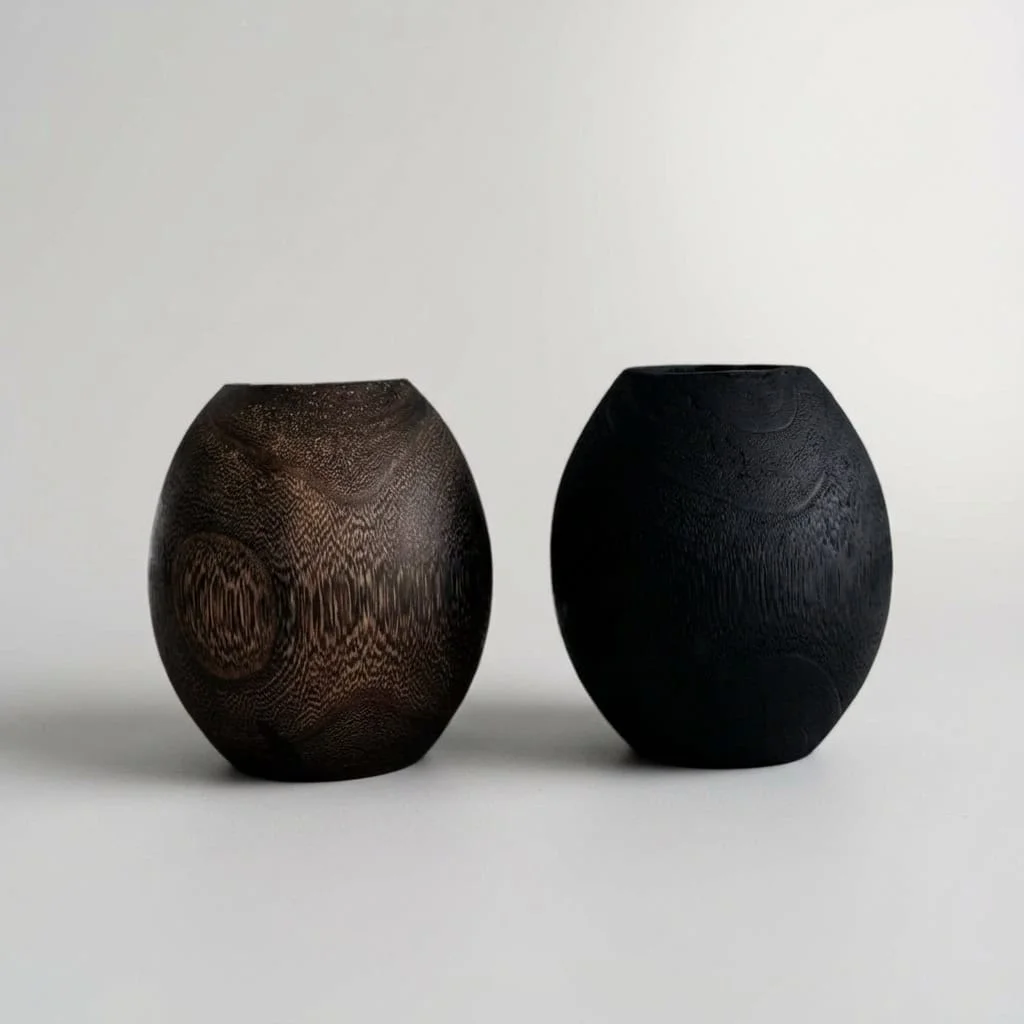 Customizable Retro Wooden Oval Mini Vase for Desktop Decor
