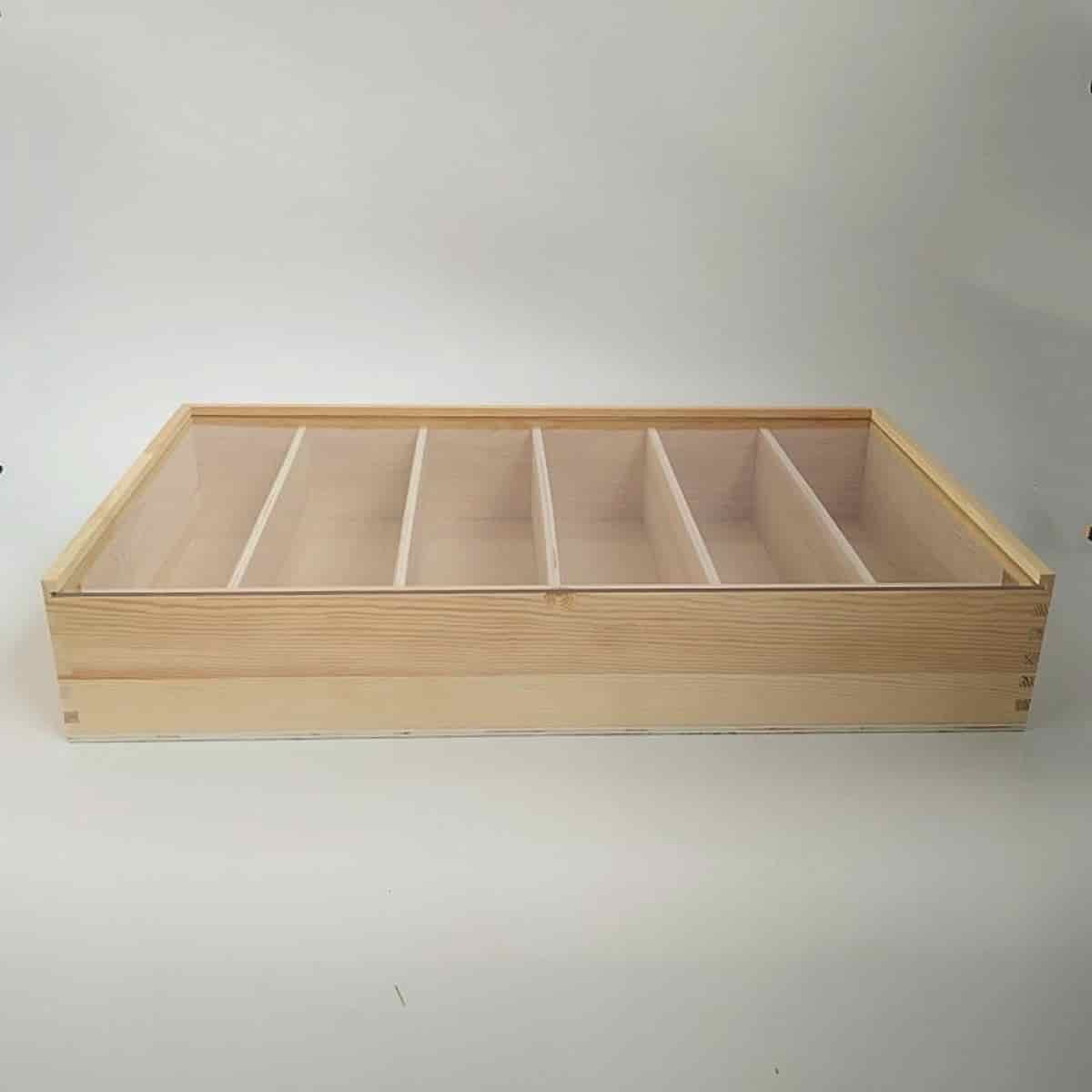 Wholesale 6 Bottle Wooden Wine Packaging Box with Acrylic Sliding Lid and Finger Joint Structure