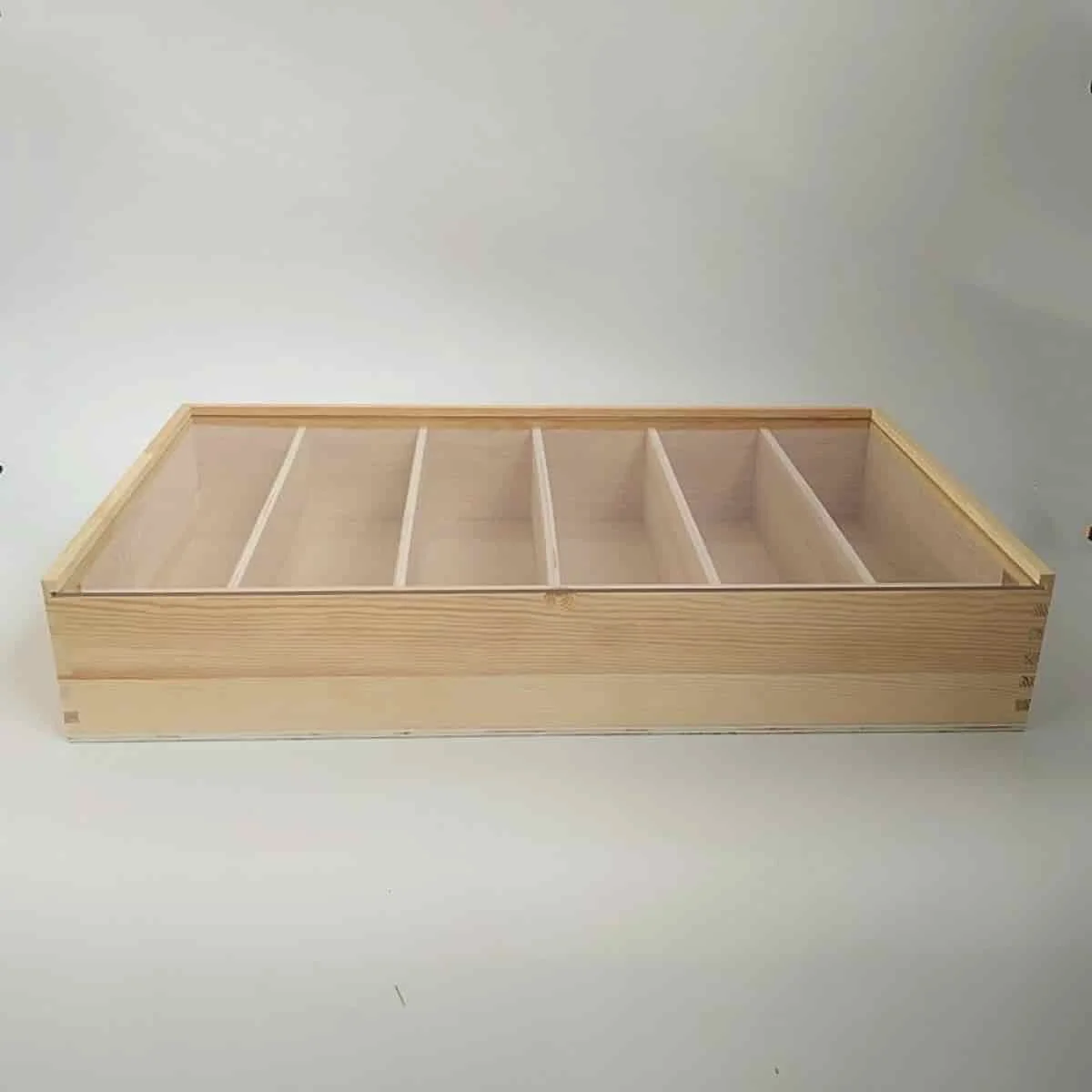 Wholesale 6 Bottle Wooden Wine Packaging Box with Acrylic Sliding Lid and Finger Joint Structure
