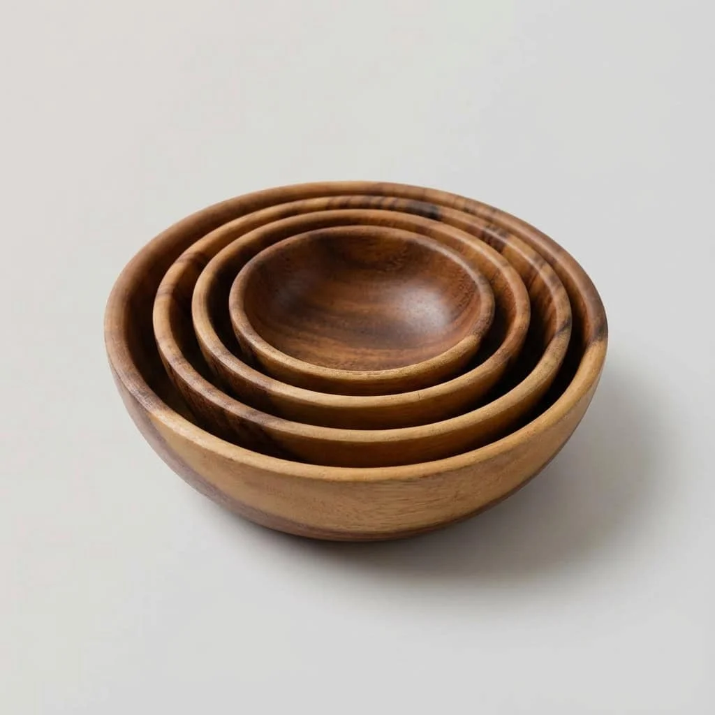 Natural Acacia Wood Bowl – Unfinished & Wax-Free Wooden Kitchenware 2