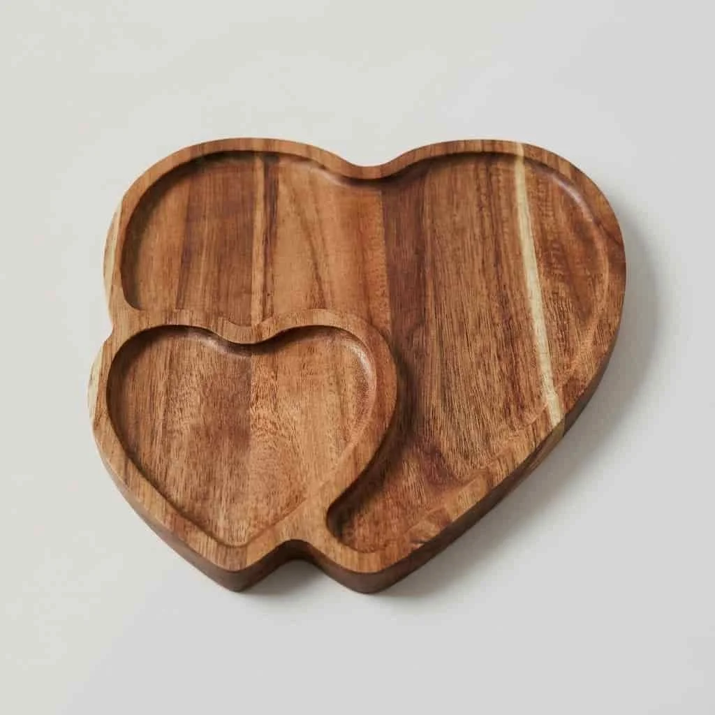 Heart Shaped Wooden Serving Platter for Bread, Cheese, and Snacks 3