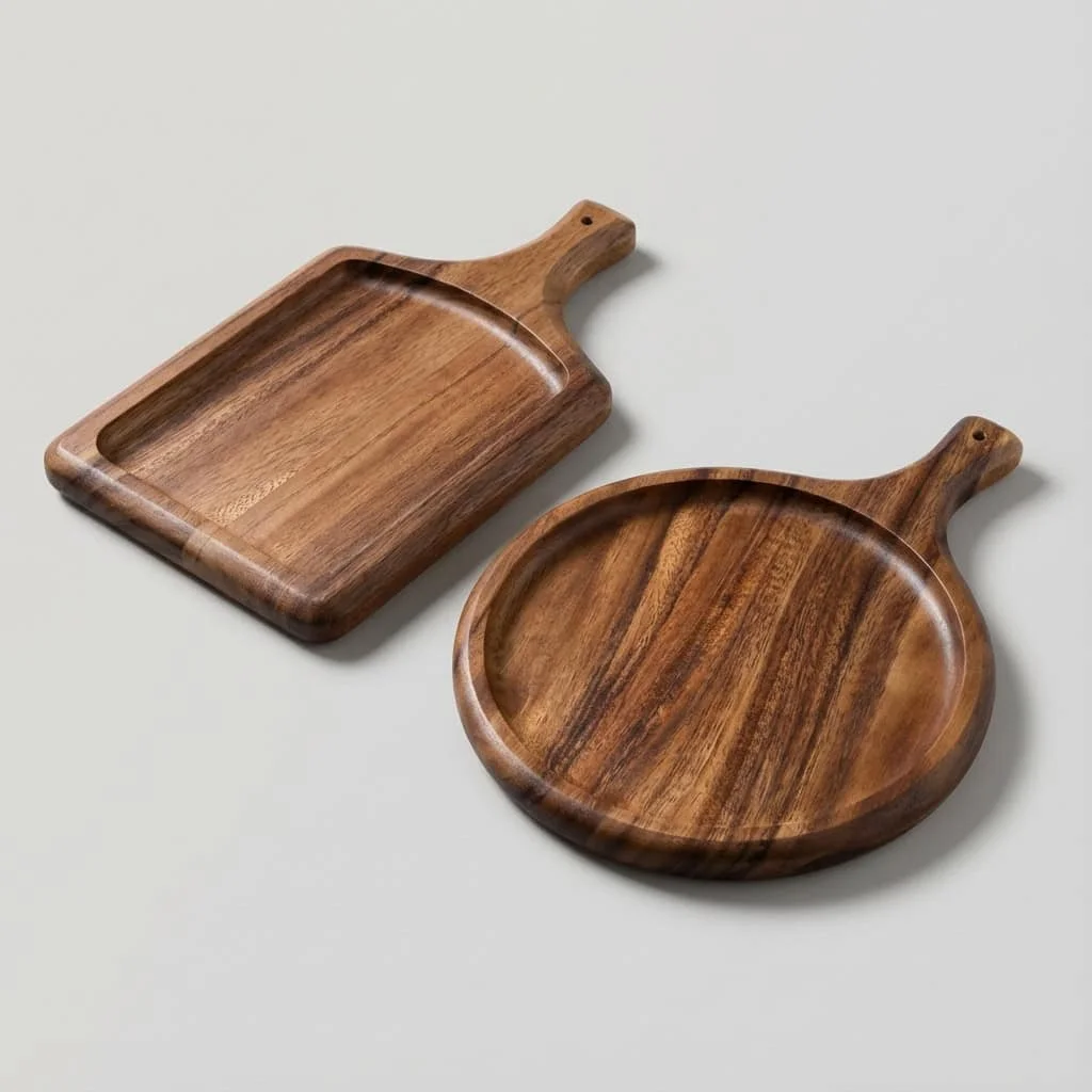 Acacia Wood Serving Board for Steak & Pizza – Custom Wooden Plates & Platters