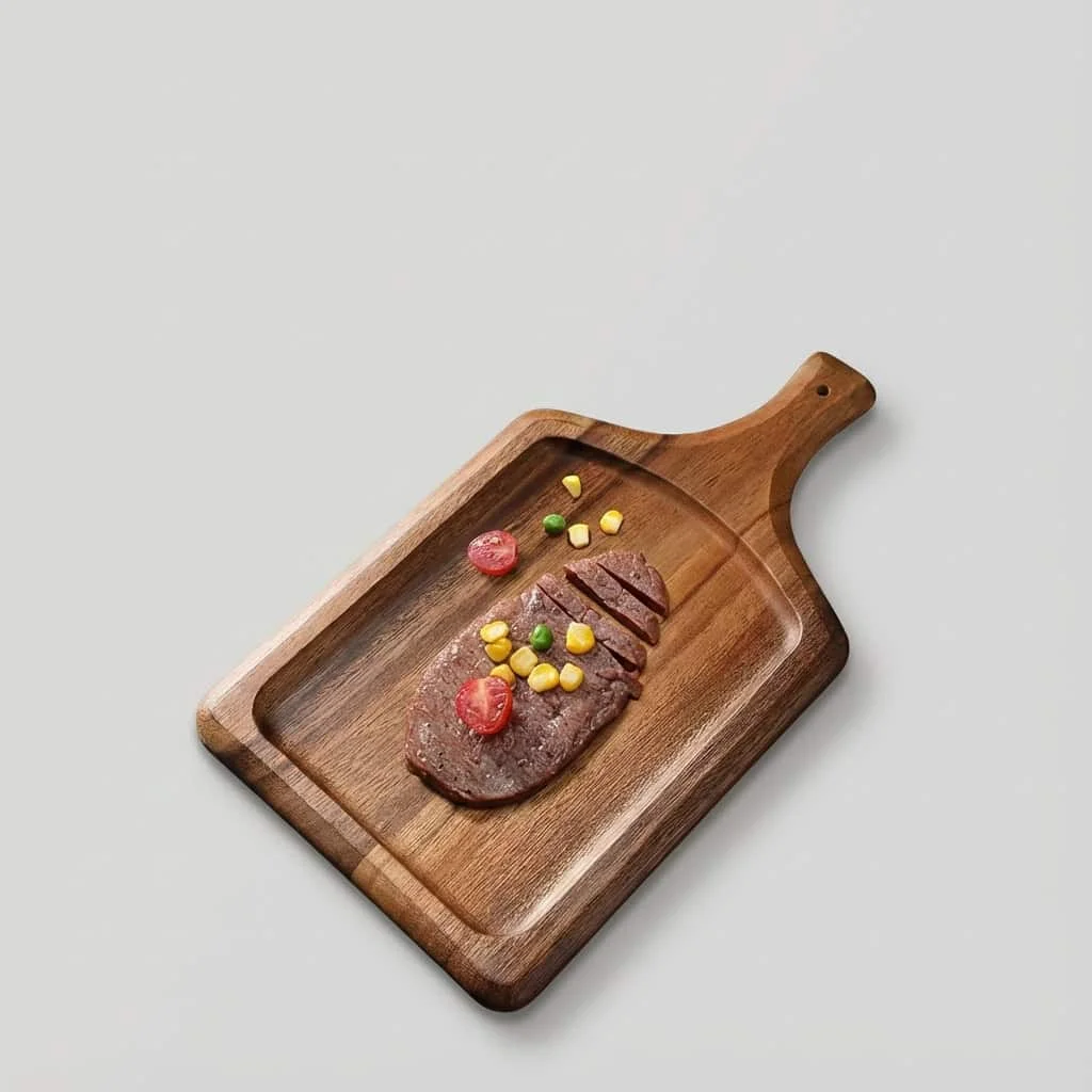 Acacia Wood Serving Board for Steak & Pizza – Custom Wooden Plates & Platters 2