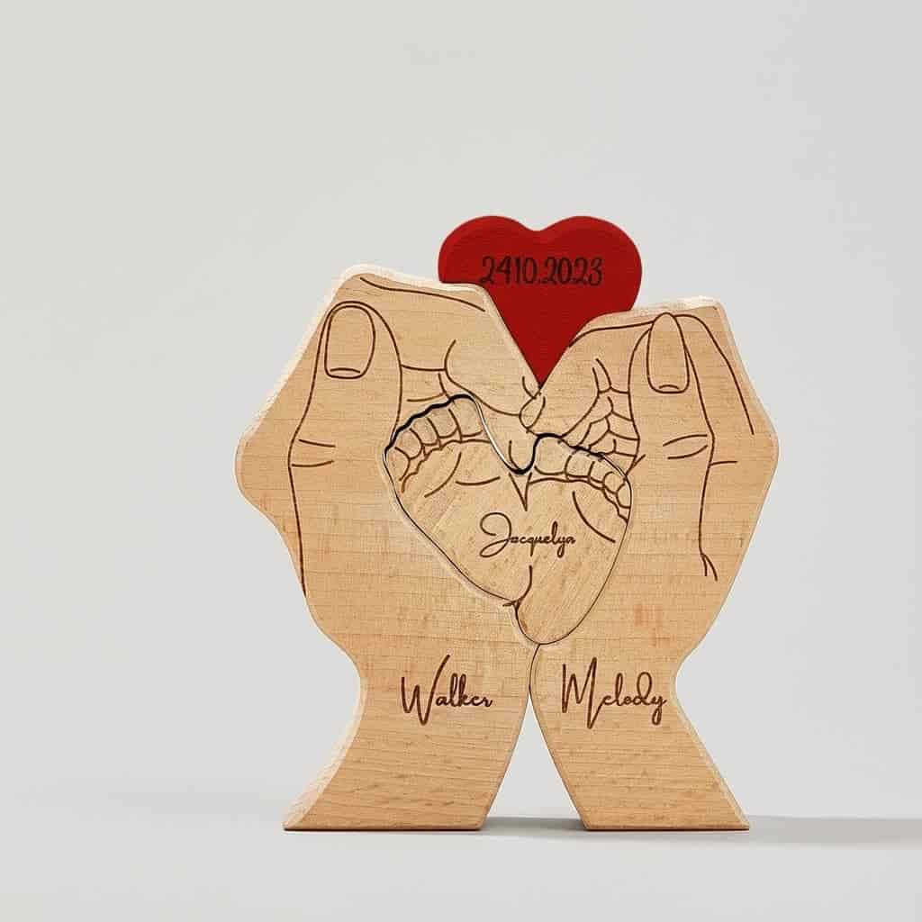 Wholesale Wooden Baby Foot Puzzle Craft for Custom Engraving
