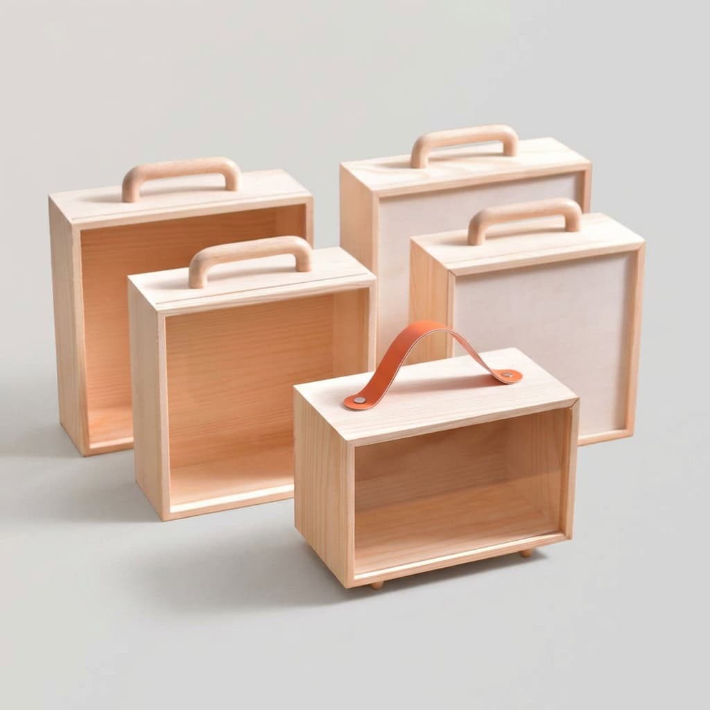 Modern Custom Wooden Boxes with Acrylic Lid and Handle for Wholesale Packaging