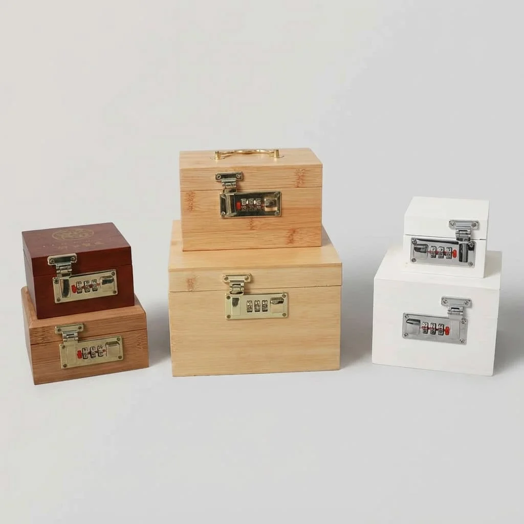Wooden Blind Box with Combination Lock for Secure Storage
