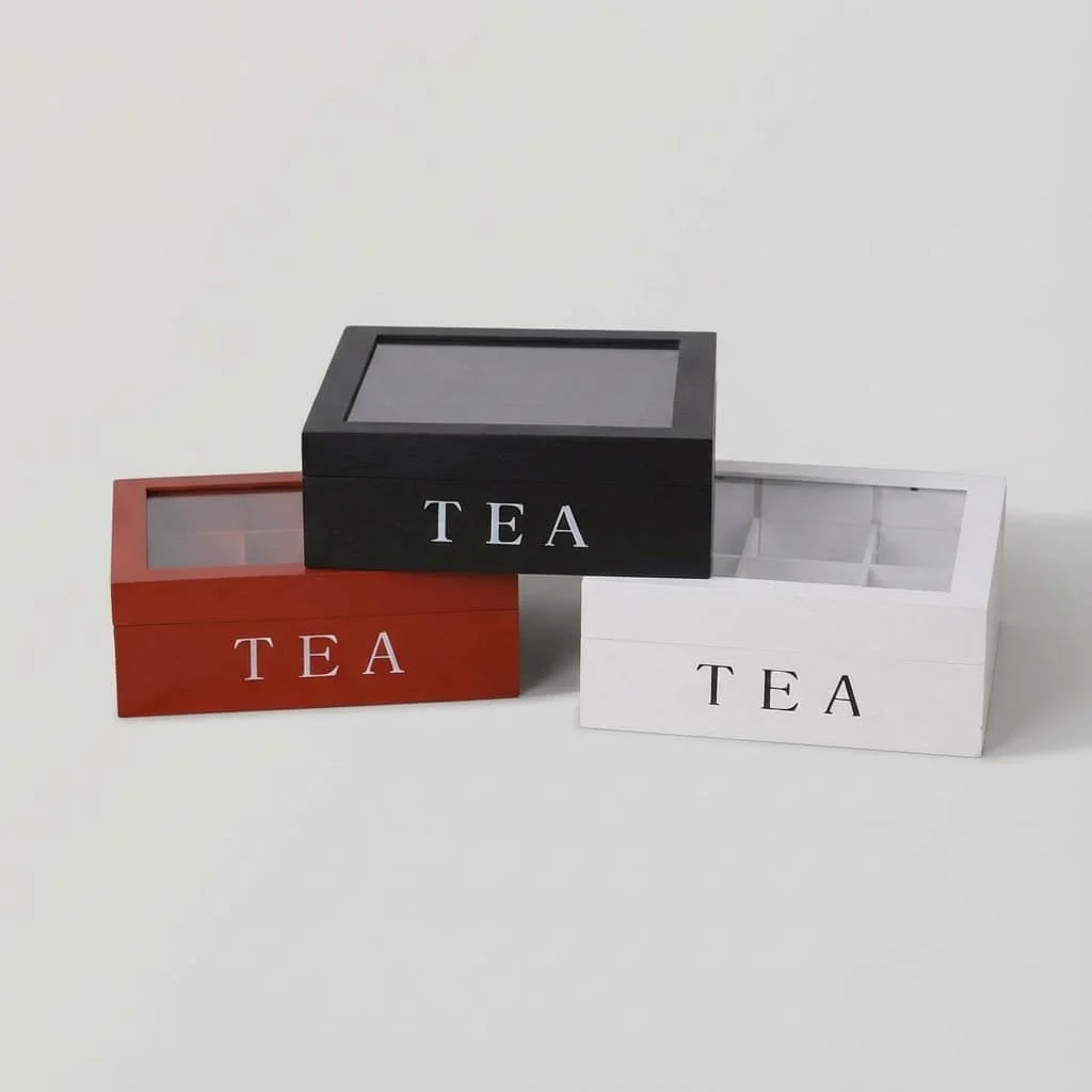 Wooden Compartment Box with Clear Acrylic Lid for Gift Packaging