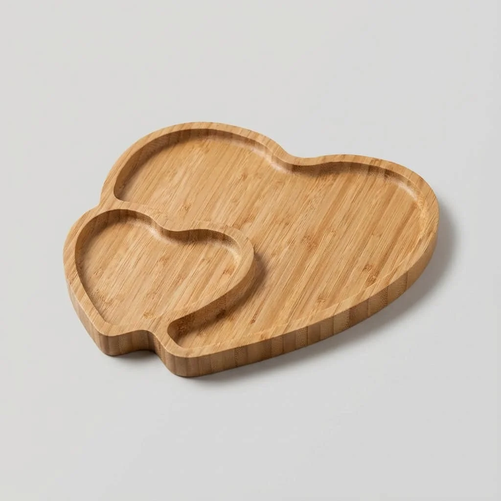 Heart Shaped Wooden Serving Platter for Bread, Cheese, and Snacks 2