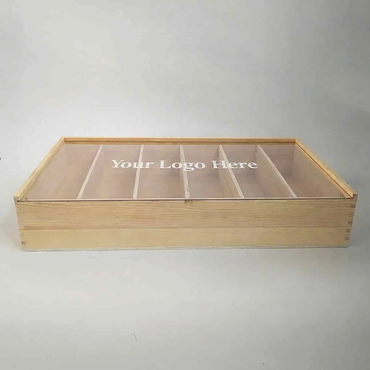 6 Bottle Wooden Wine Packaging Box with Acrylic Sliding Lid and Finger Joint Structure 3