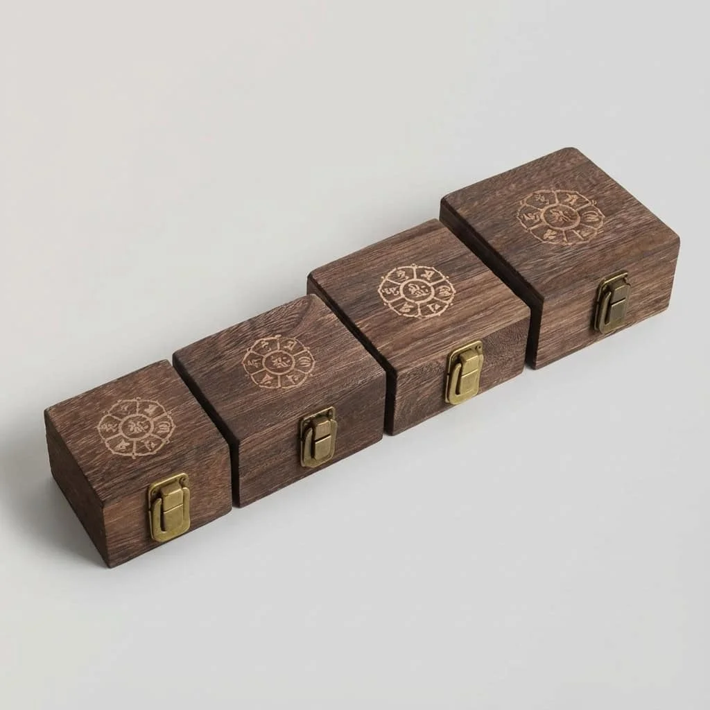 Charred Paulownia Hinged Lid Box for Jewelry & Storage Packaging