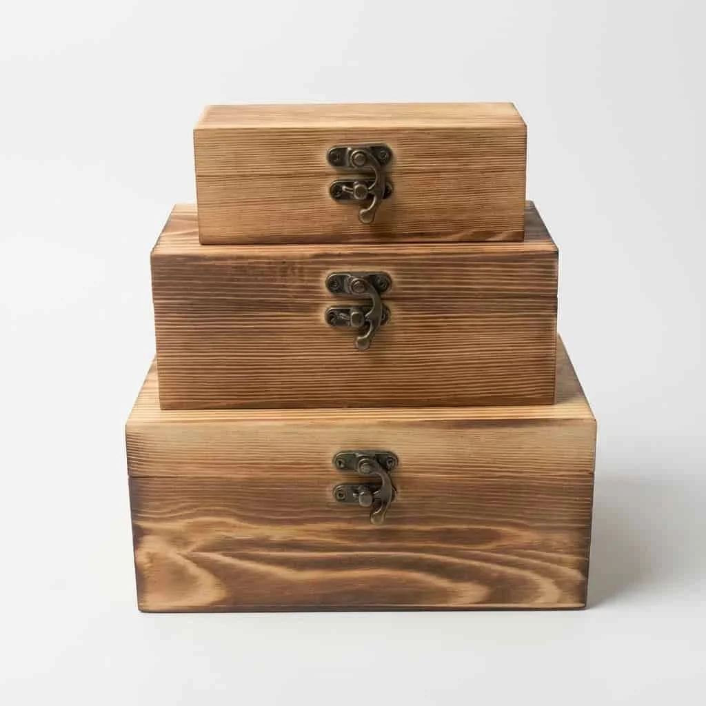 Vintage Wooden Hinged Box for Gift Packaging & Storage 2