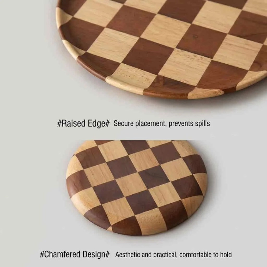 Checkered Wooden Serving Tray for Home & Restaurant Use – Custom Wood Platters 3