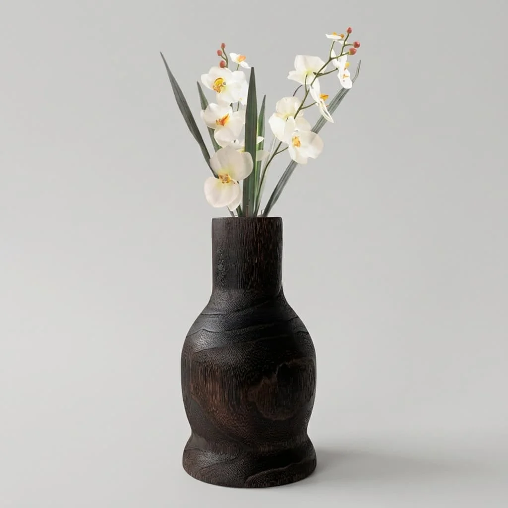 Wooden Belly Vase for Dry Flower Display | Custom Paulownia Wood Vases 2