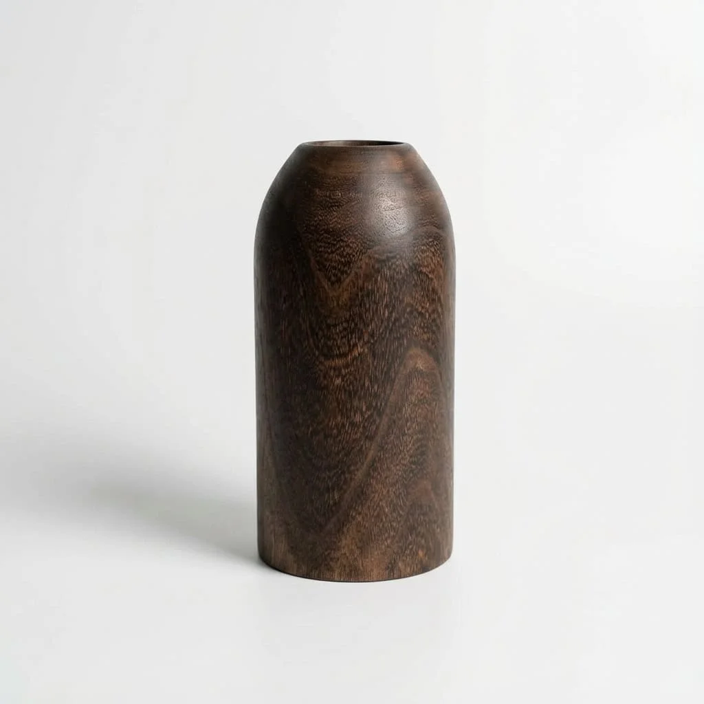 Wooden Cylinder Vase Minimalist Retro Solid Wood Vase Home Decor Supply 3