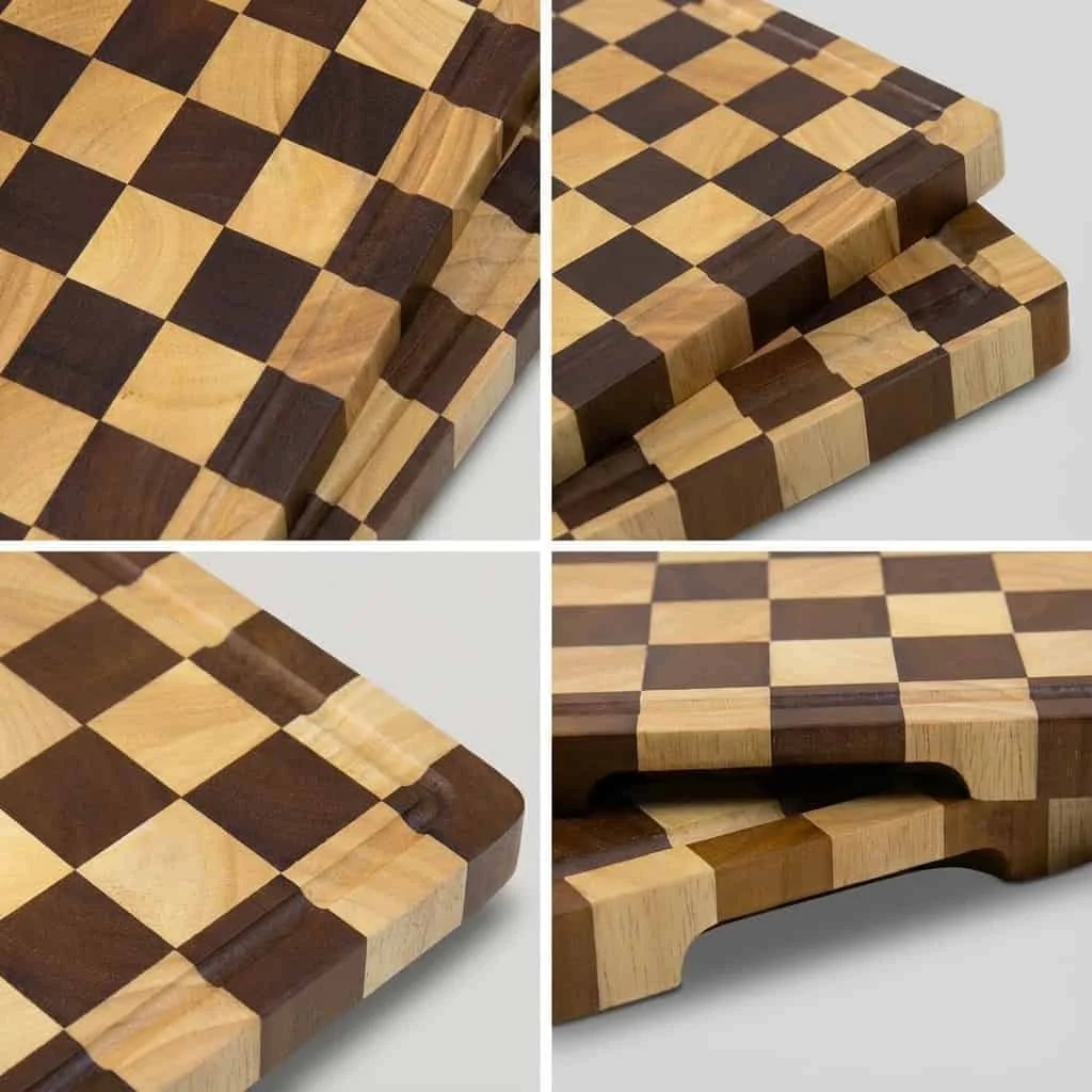 Custom Checkered Rubber Wood Cutting Board for Kitchenware 4