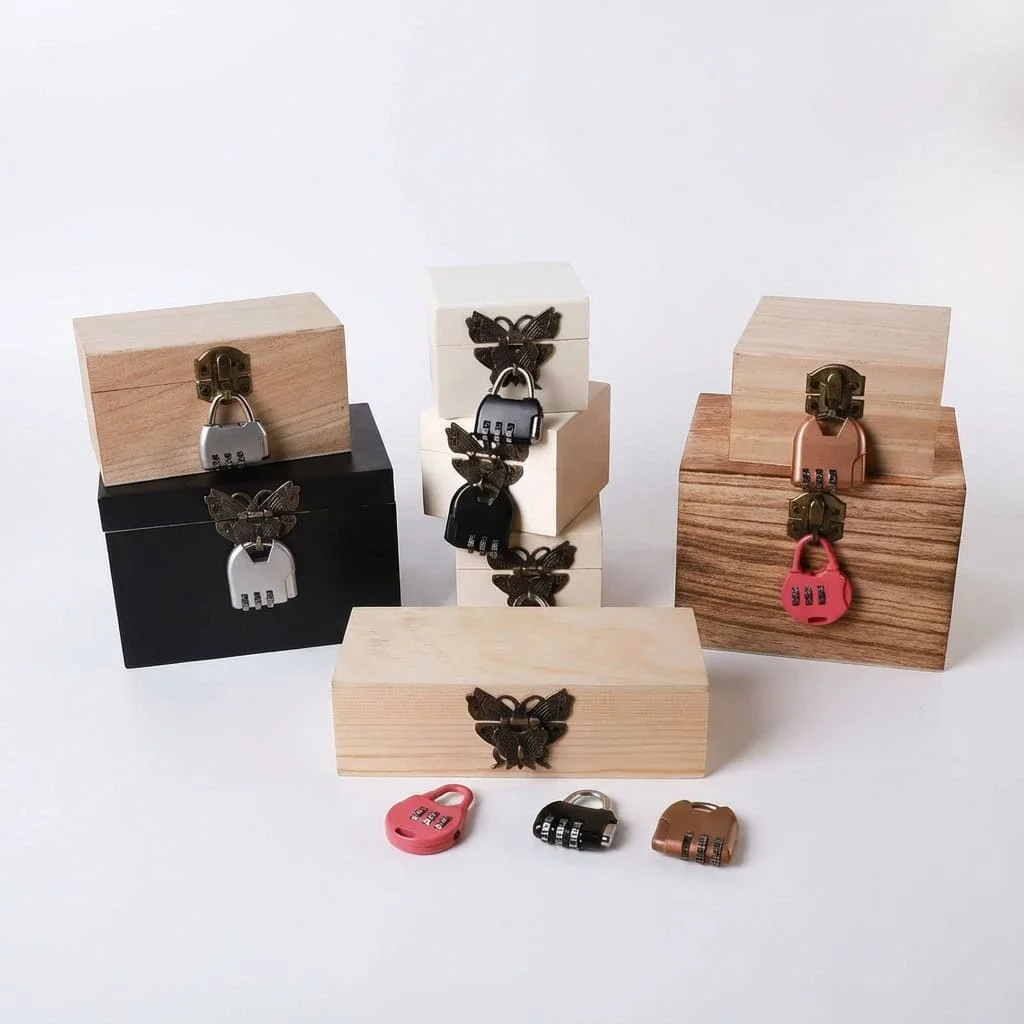 Wooden Blind Box with Combination Lock for Secure Storage 16