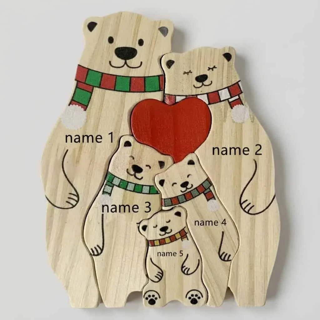 Winter Wooden Bear Family Puzzle Craft Set for Bulk Orders 5