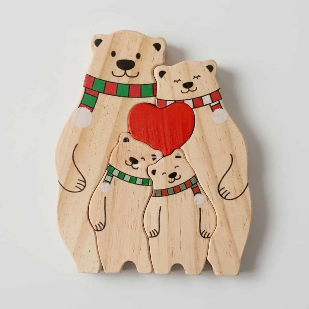Winter Wooden Bear Family Puzzle Craft Set for Bulk Orders 3