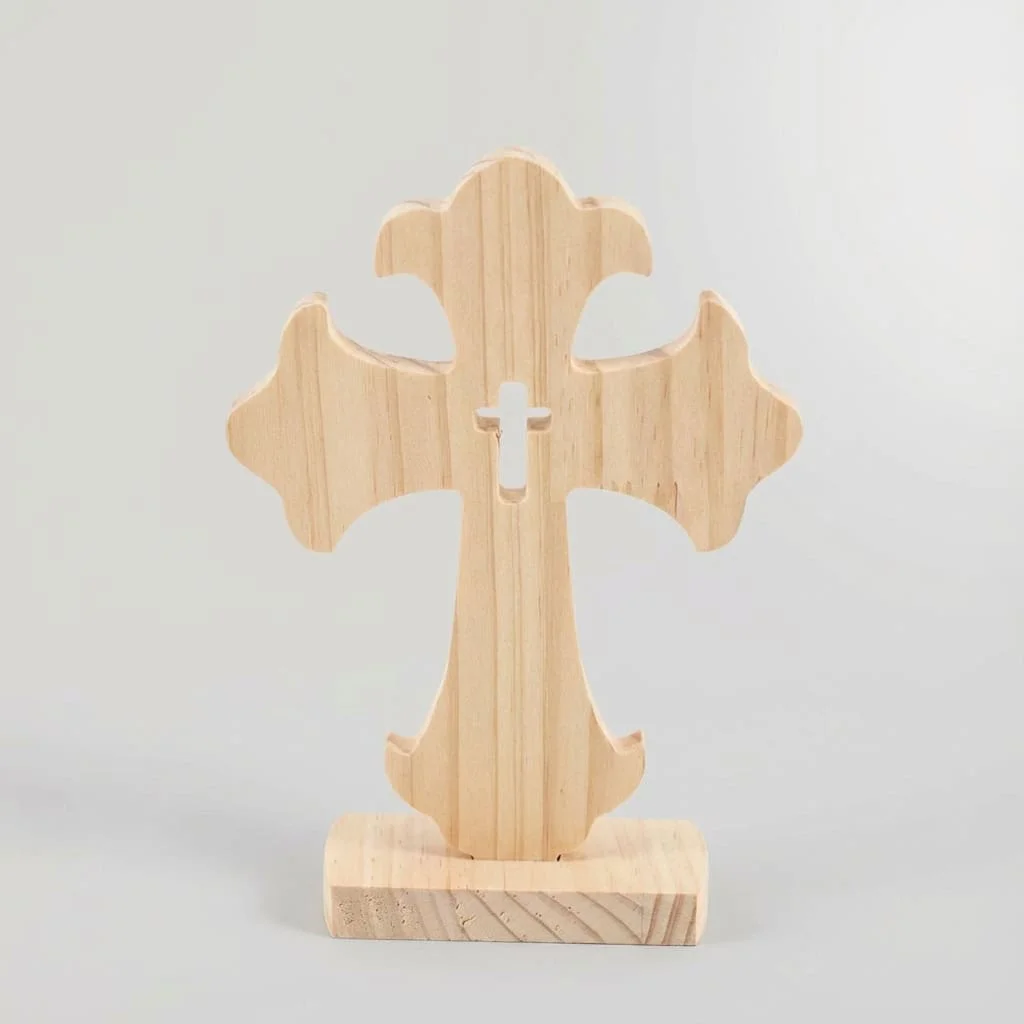 Custom Pine Wood Cross Ornament Set for Church and Seasonal Decor 2