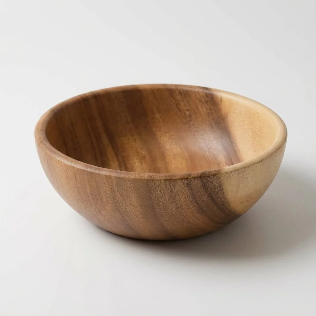 Natural Acacia Wood Bowl – Unfinished & Wax-Free Wooden Kitchenware 4