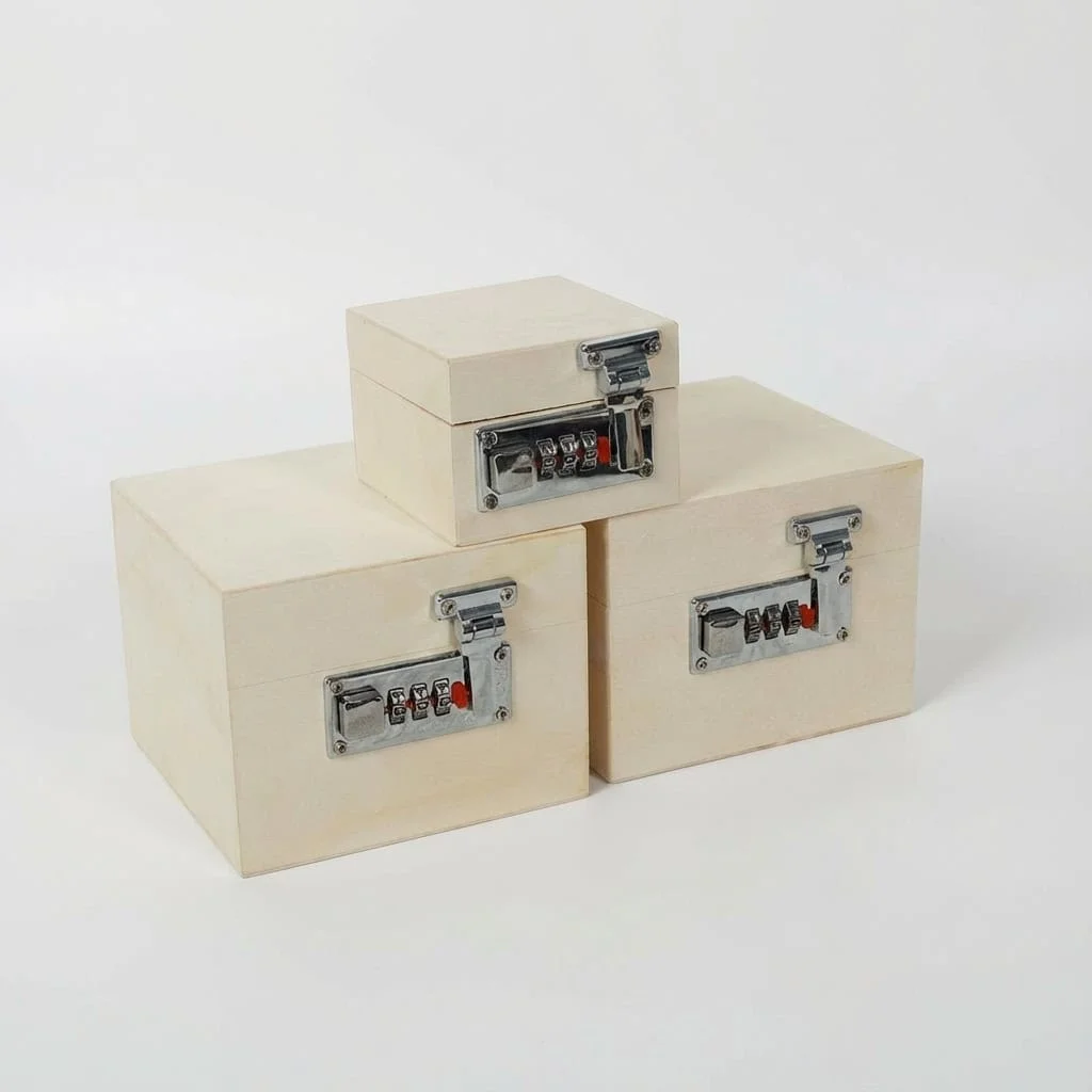 Wooden Blind Box with Combination Lock for Secure Storage 2