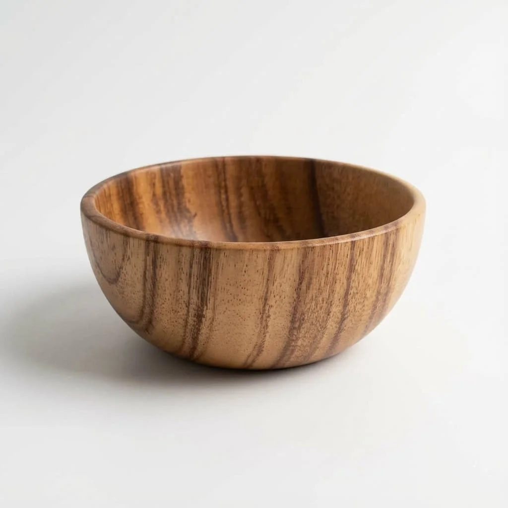Natural Acacia Wood Bowl – Unfinished & Wax-Free Wooden Kitchenware 5