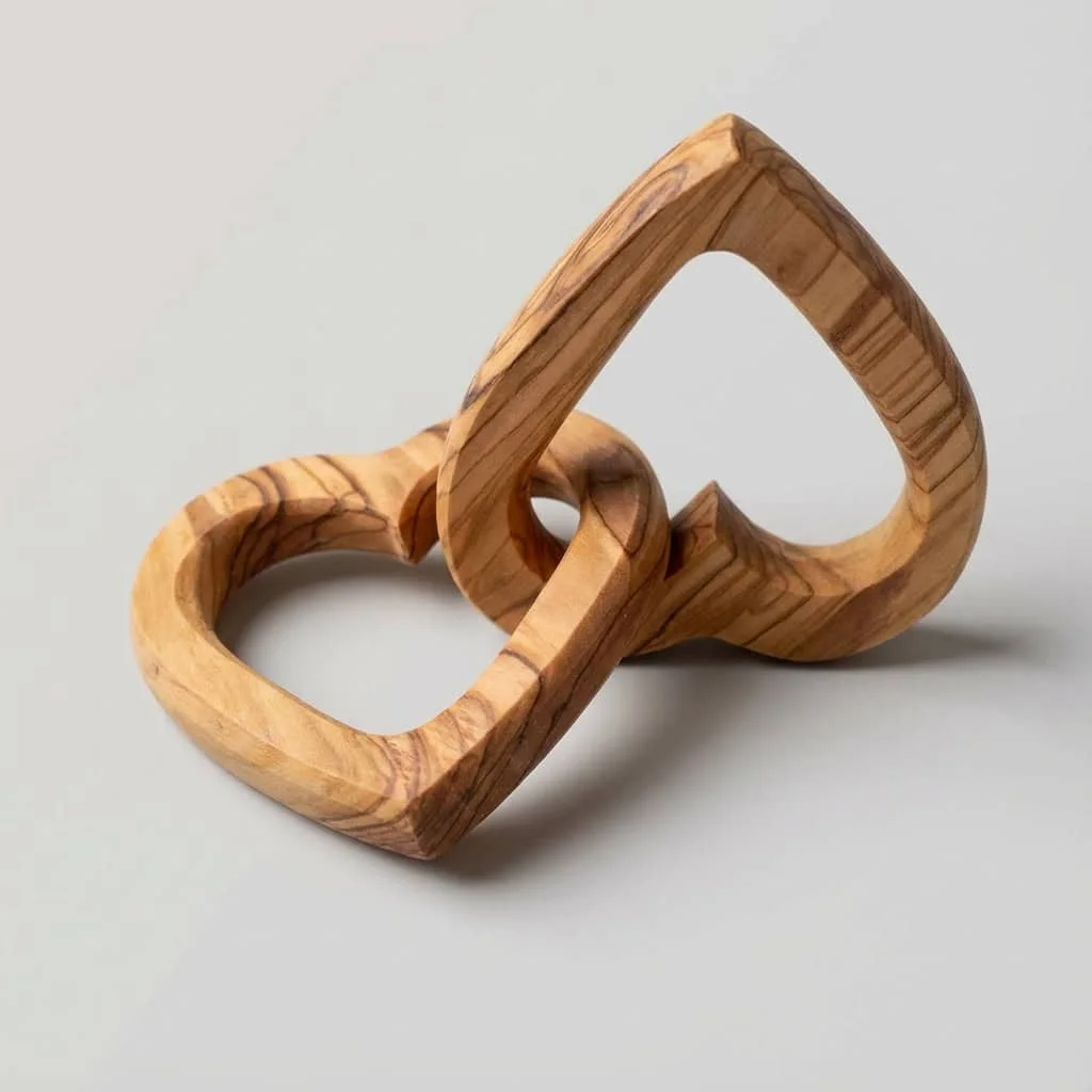 Custom Engraved Olive Wood Interlocking Heart Home Decor Gifts 2
