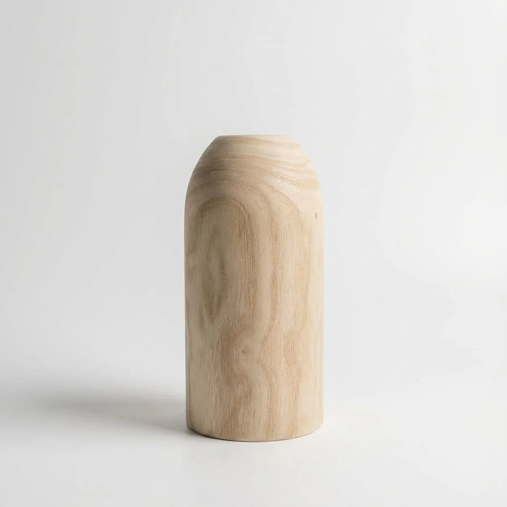 Wooden Cylinder Vase Minimalist Retro Solid Wood Vase Home Decor Supply 4