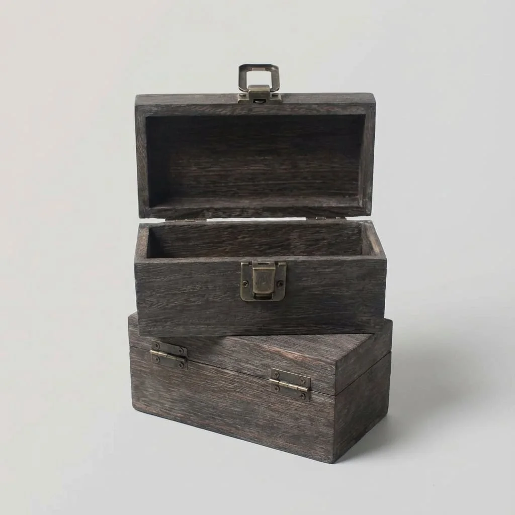 Custom Rectangular Vintage Paulownia Wood Box for Desktop Storage and Gift Packaging 2