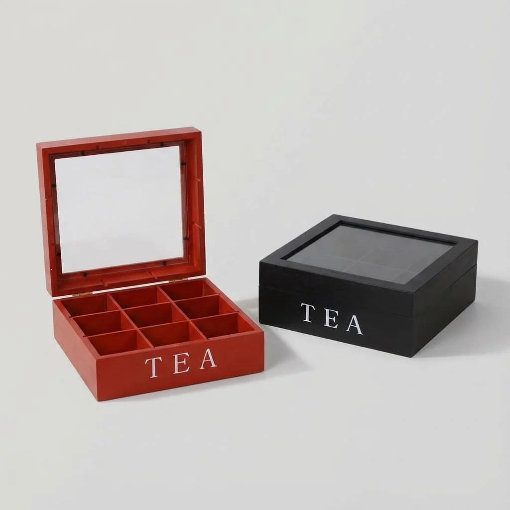 Wooden Compartment Box with Clear Acrylic Lid for Gift Packaging 2