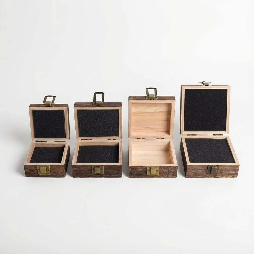 Charred Paulownia Hinged Lid Box for Jewelry & Storage Packaging 2