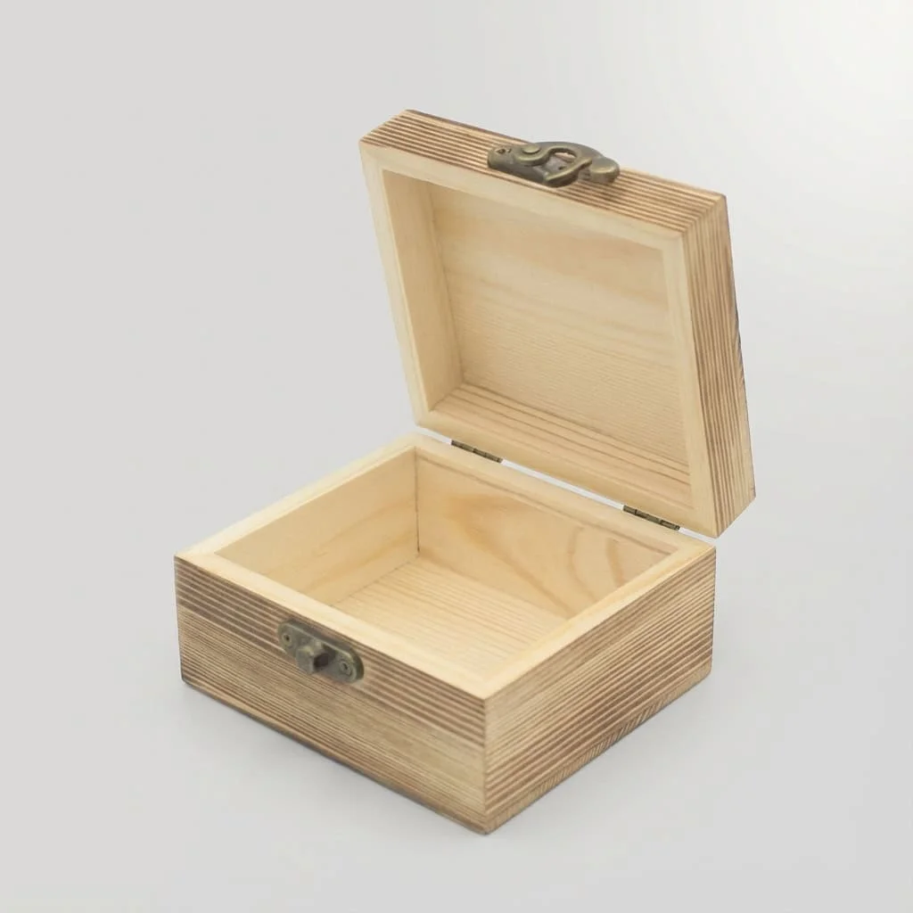 Vintage Wooden Hinged Box for Gift Packaging & Storage 5