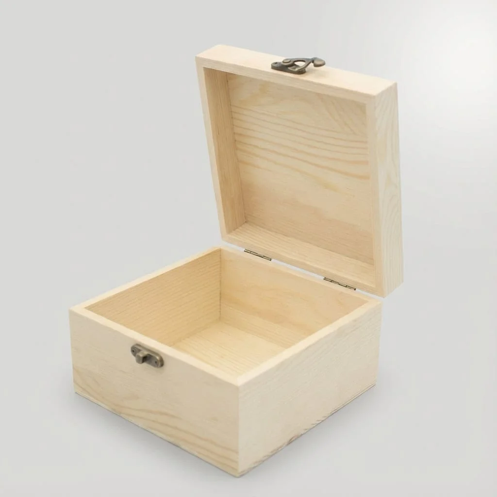 Vintage Wooden Hinged Box for Gift Packaging & Storage 6