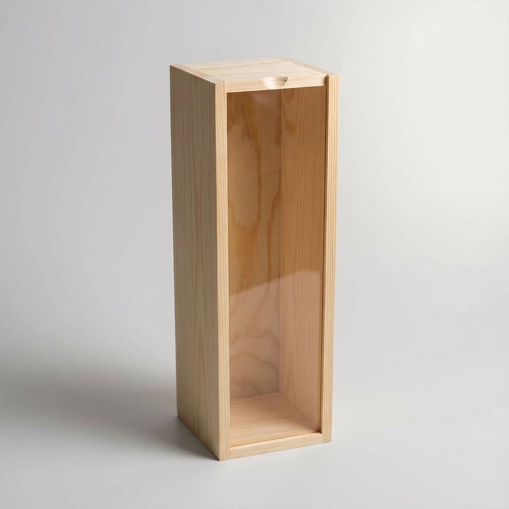 Wholesale Custom Wooden Wine Gift Box Single Bottle with Acrylic Sliding Lid