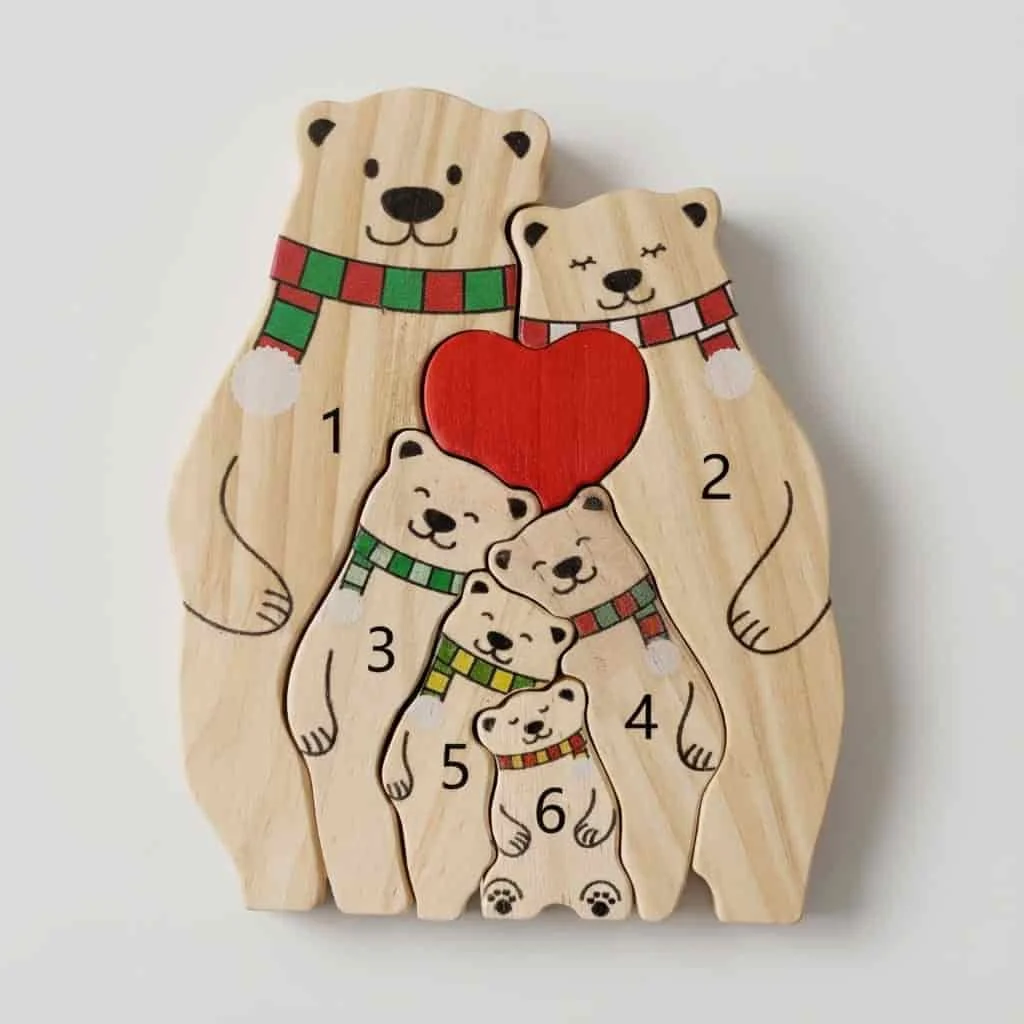 Winter Wooden Bear Family Puzzle Craft Set for Bulk Orders 4