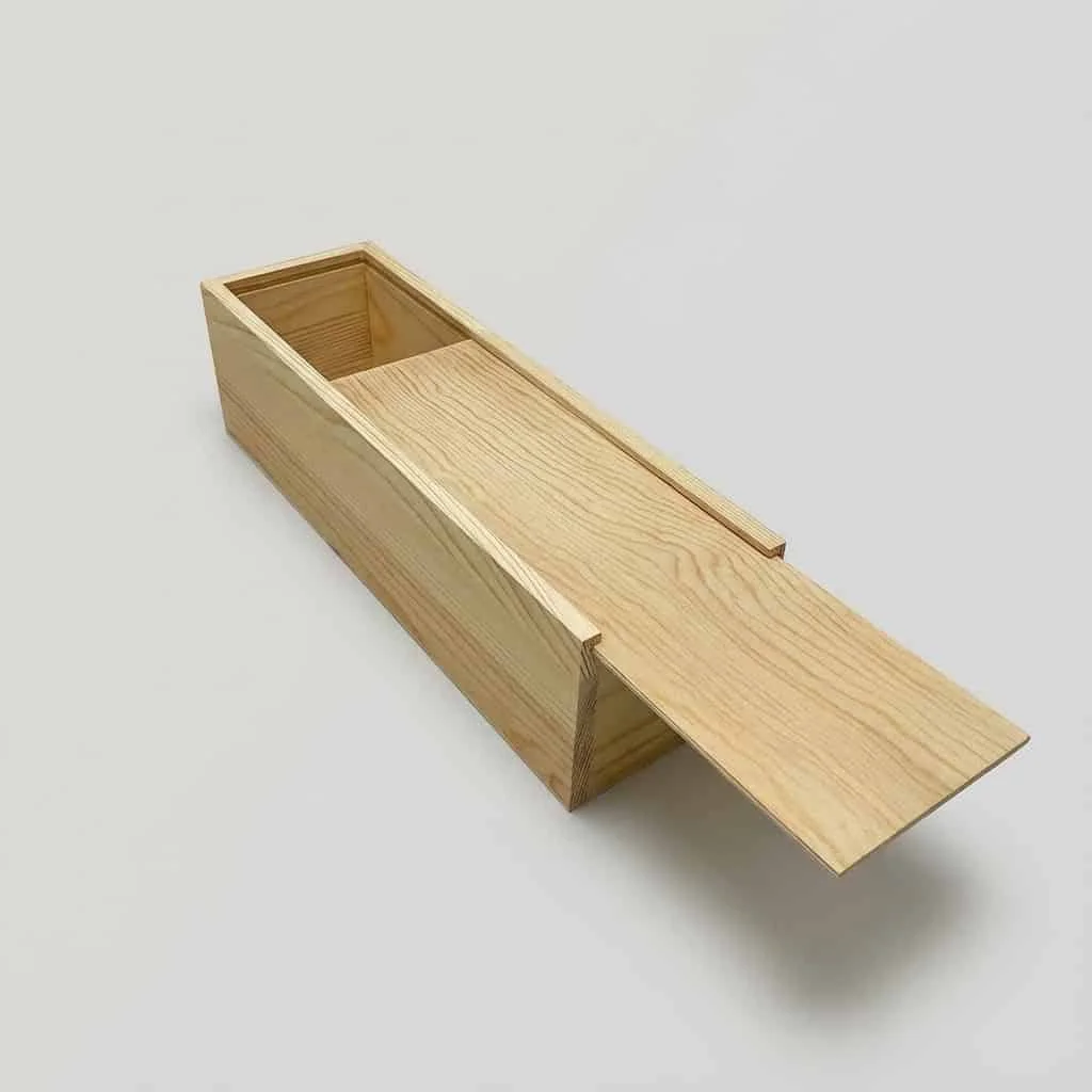 Custom Single Bottle Wooden Wine Box with Sliding Lid 2