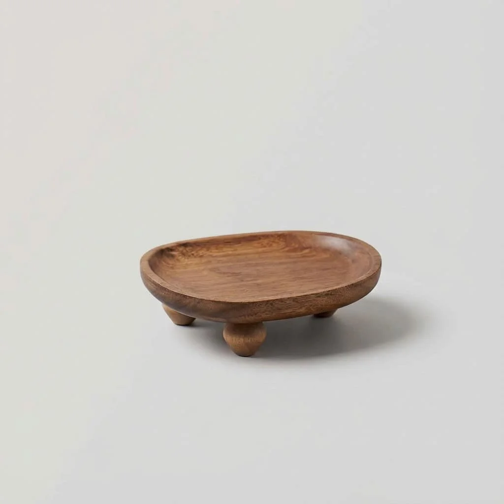 Walnut Wood Serving Tray with Legs for Irregular Fruit, Dessert & Storage 3