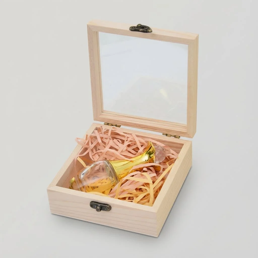 Wooden Gift Boxes with Perspex Lid for Wedding Favors and Gifts 4